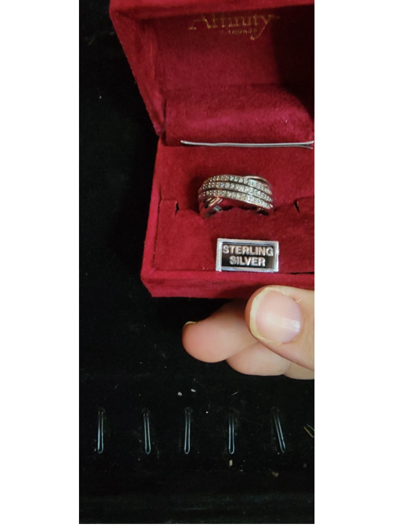 Vintage Affinity Diamonds Pave Diamond Bypass Criss Cross Wide Band Ring 925 64